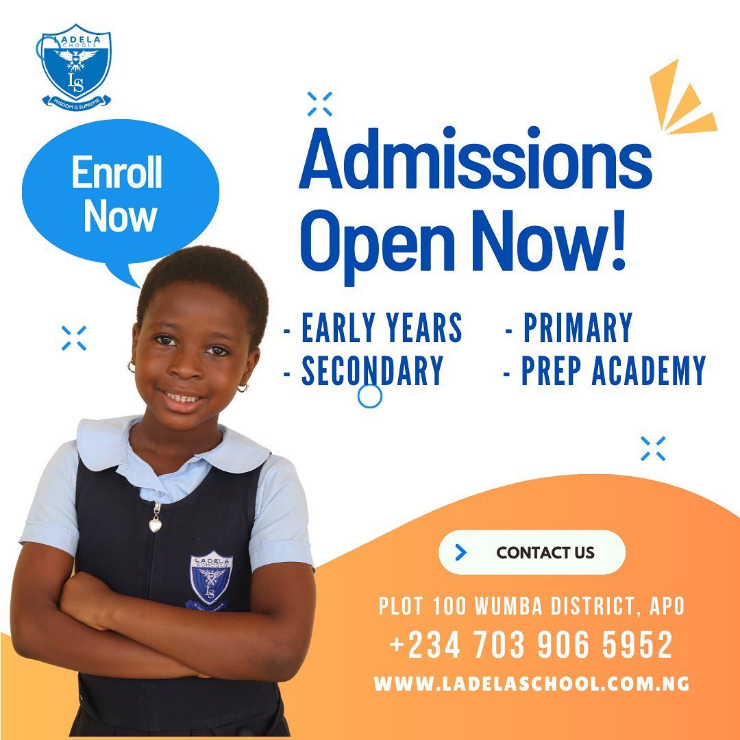 Ladela School admissions into primary, Prep school and Early years.